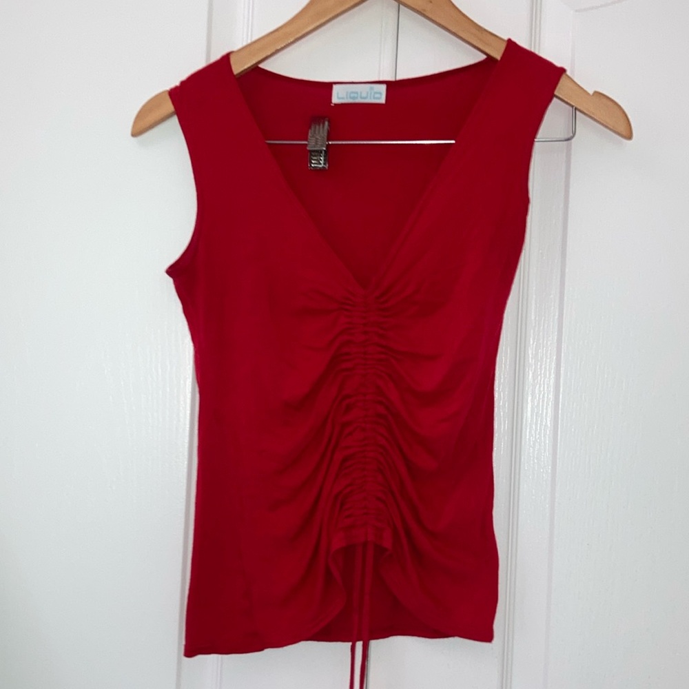 Red ruffled tank top